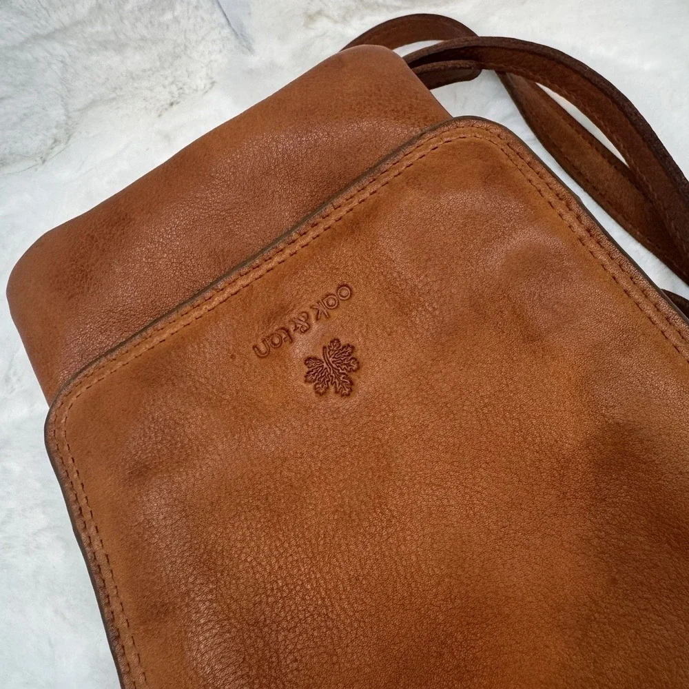 Oak & Tan Super Soft Brown Leather Crossbody Bag Small Phone Purse Wallet